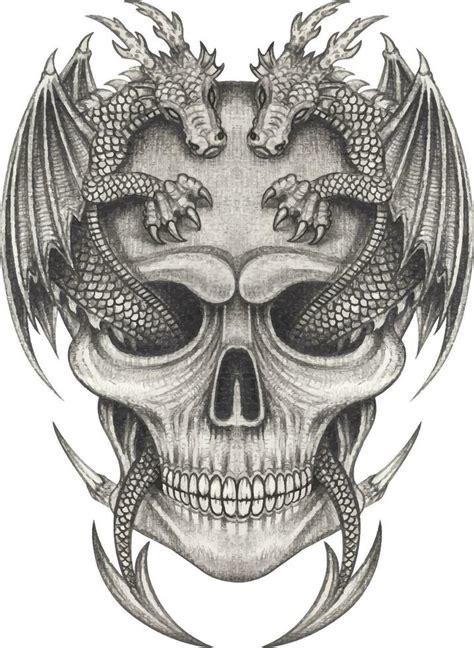 dragon skull tattoo|dragon tattoo designs with skull.